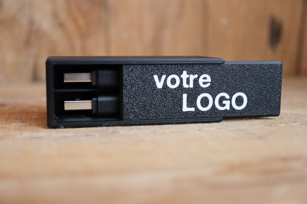 Boîte 2 Clés USB personnalisée avec logo (en lot) - NOIR