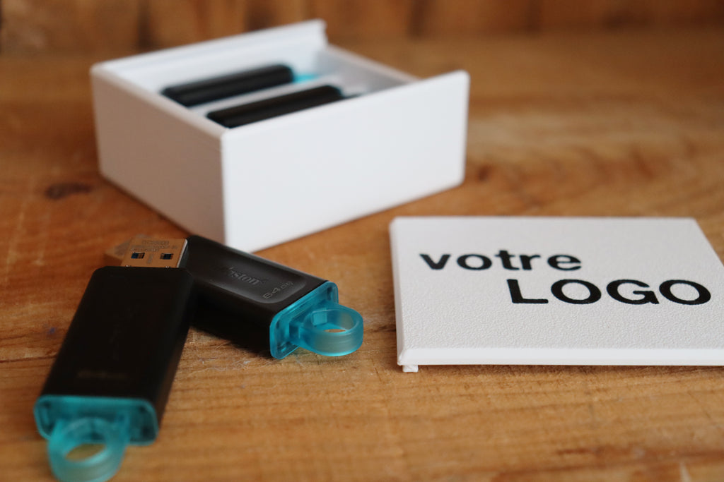 Boîte 5 Clés USB personnalisée avec logo (en lot) - BLANC