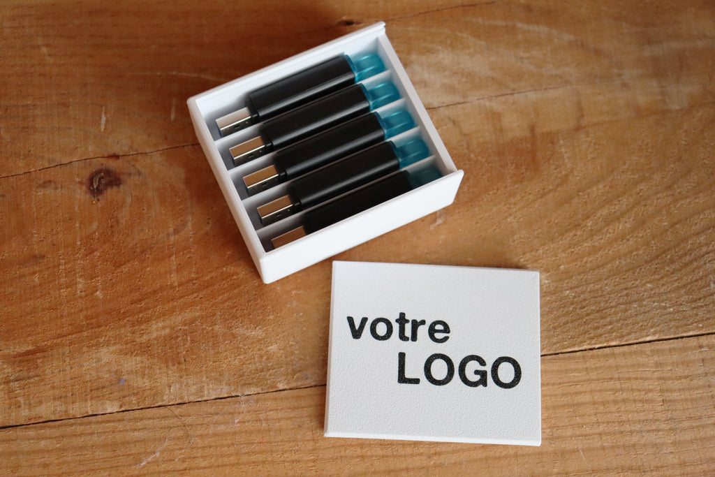 Boîte 5 Clés USB personnalisée avec logo (en lot) - BLANC