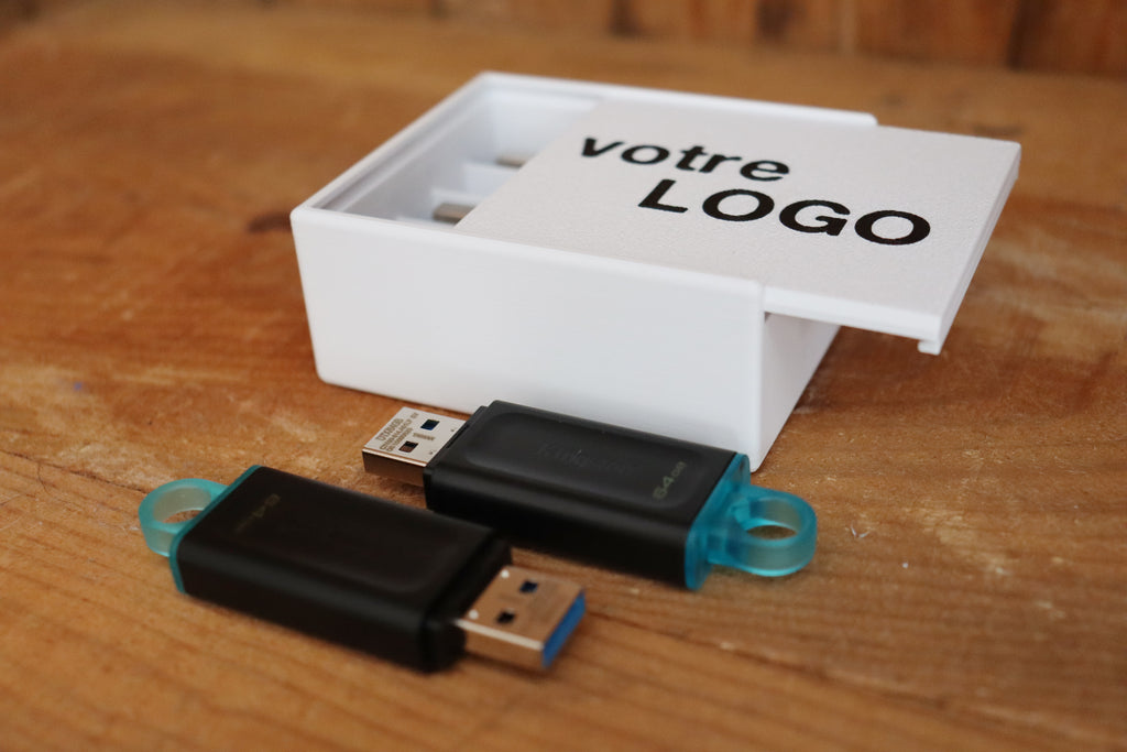 Boîte 5 Clés USB personnalisée avec logo (en lot) - BLANC