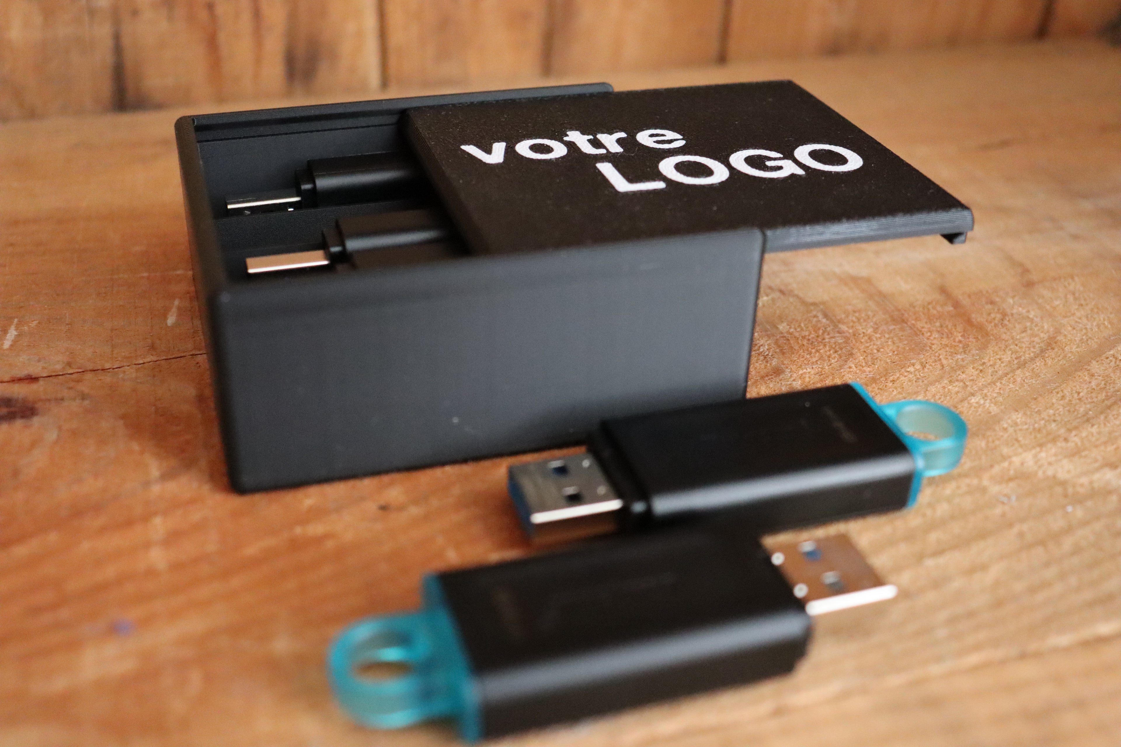 Boîte 5 Clés USB personnalisée avec logo (en lot) - NOIR