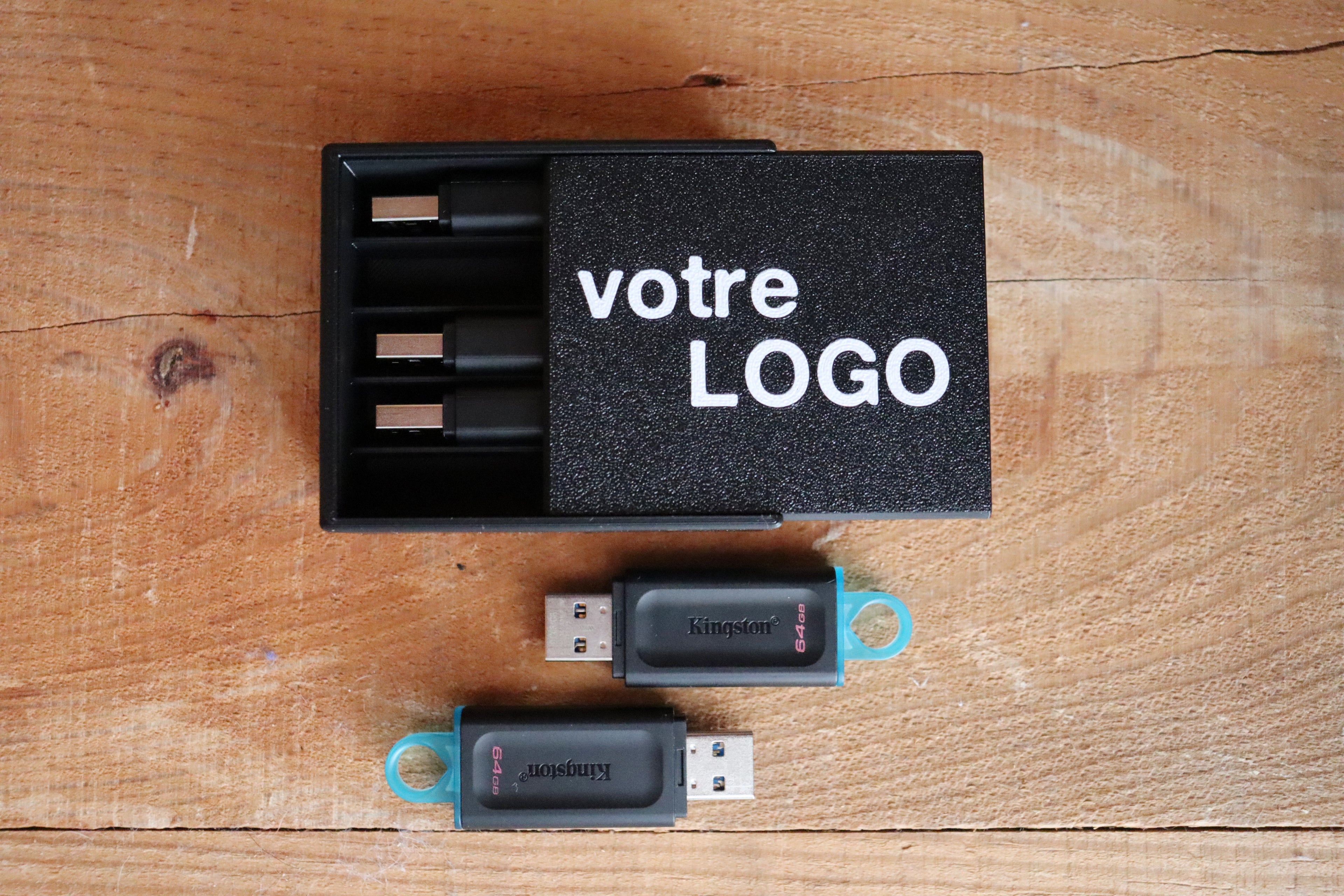 Boîte 5 Clés USB personnalisée avec logo (en lot) - NOIR