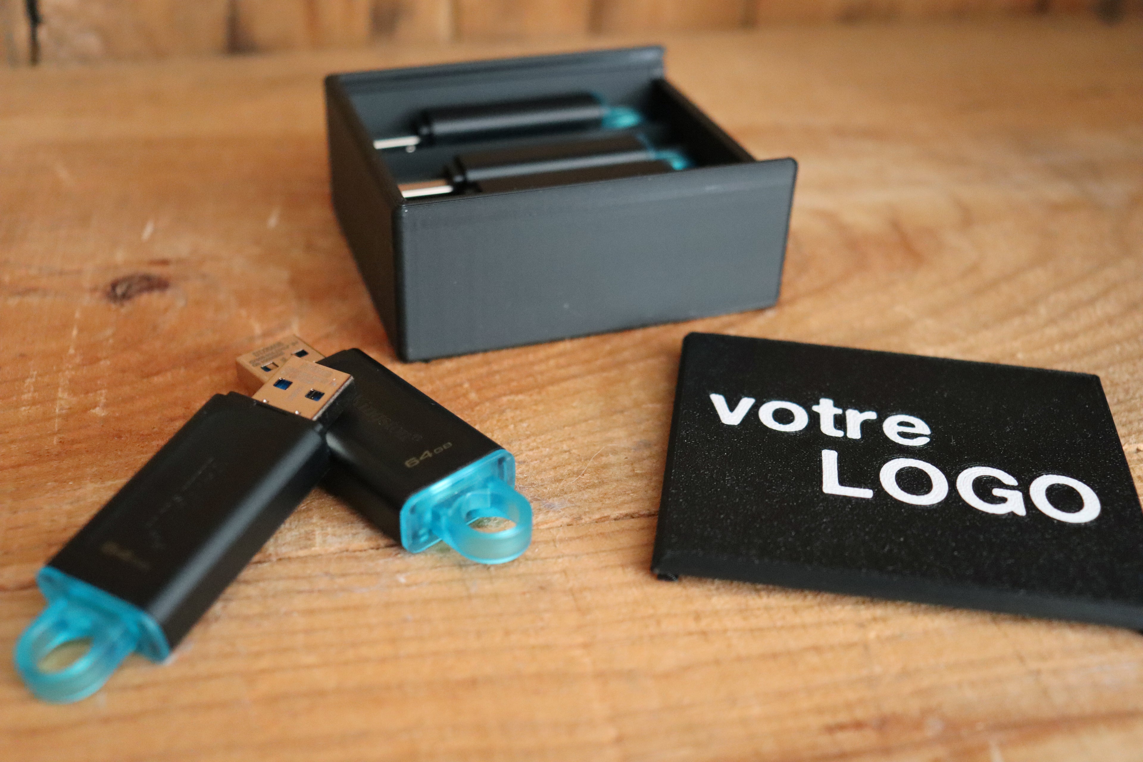Boîte 5 Clés USB personnalisée avec logo (en lot) - NOIR
