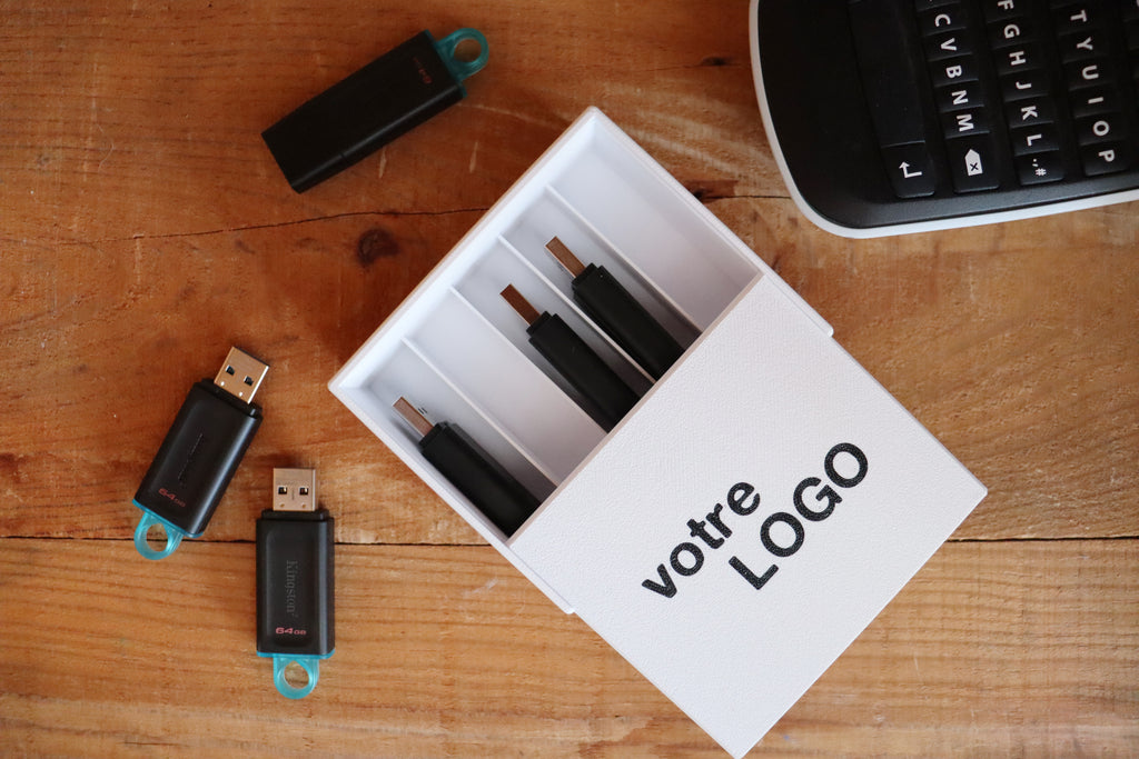 Boîte 5 Clés USB XXL personnalisée avec logo (en lot) - BLANC